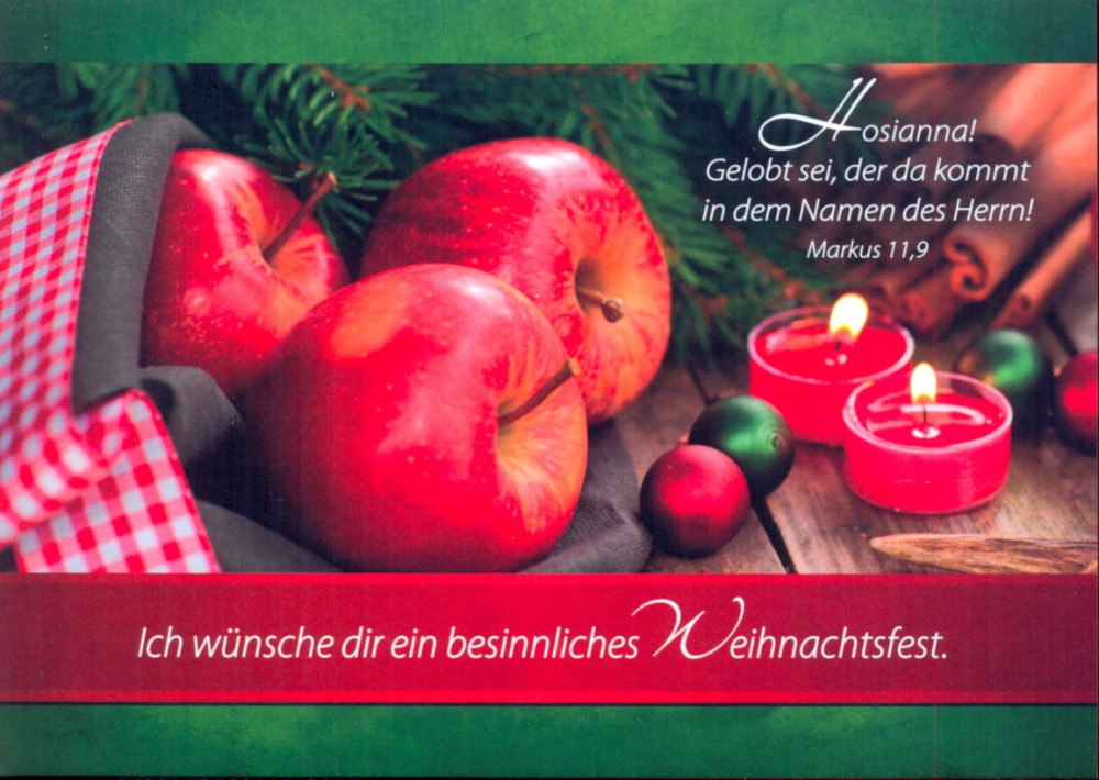 Weihnachten - rote Aepfel - Postkarte - Serie mit 12 Stk.