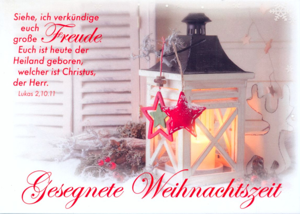 Weihnachten - Laterne - Postkarte - Serie mit 12 Stk.