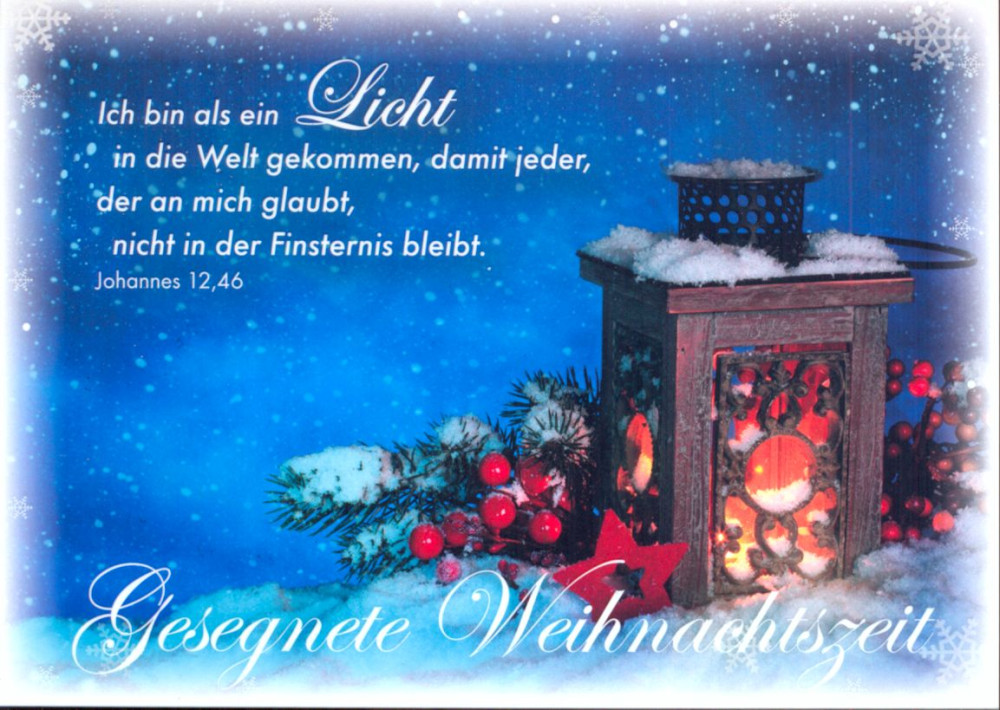Weihnachten - Laterne im Schnee - Postkarte - Serie mit 12 Stk.