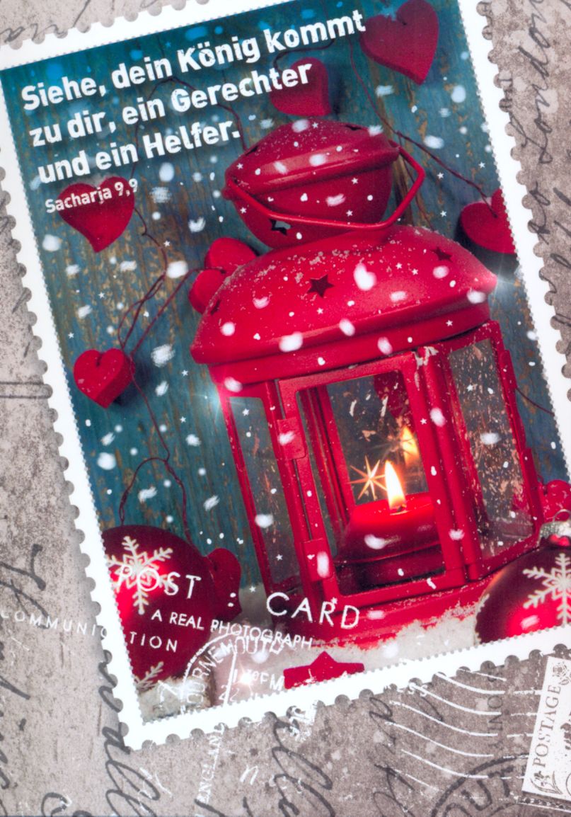Rote Laterne im Schnee - Postkarte - Serie mit 12 Stk.