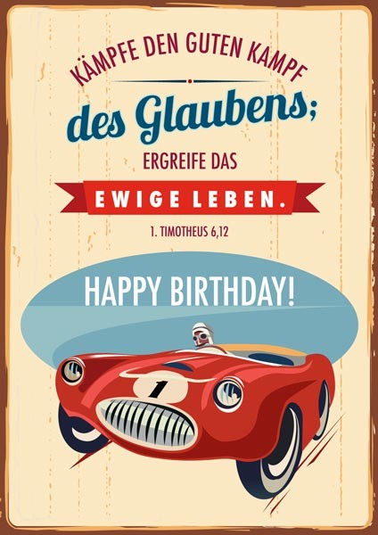 Faltkarte mit Umschlag Geburtstag alter Rennwagen