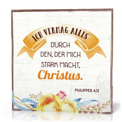 Metalltafel Ich vermag alles - 13 x 13 cm