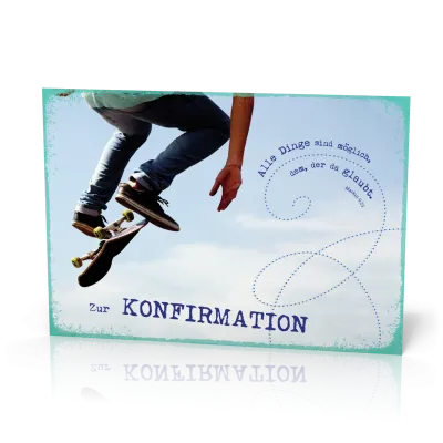 Doppelkarte Konfirmation Skateboarder