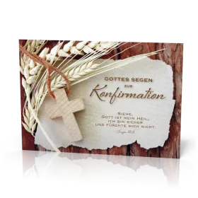 Doppelkarte Einsegnung Holzkreuz