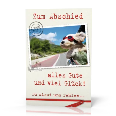 Doppelkarte Abschied Hund mit Brille PG11