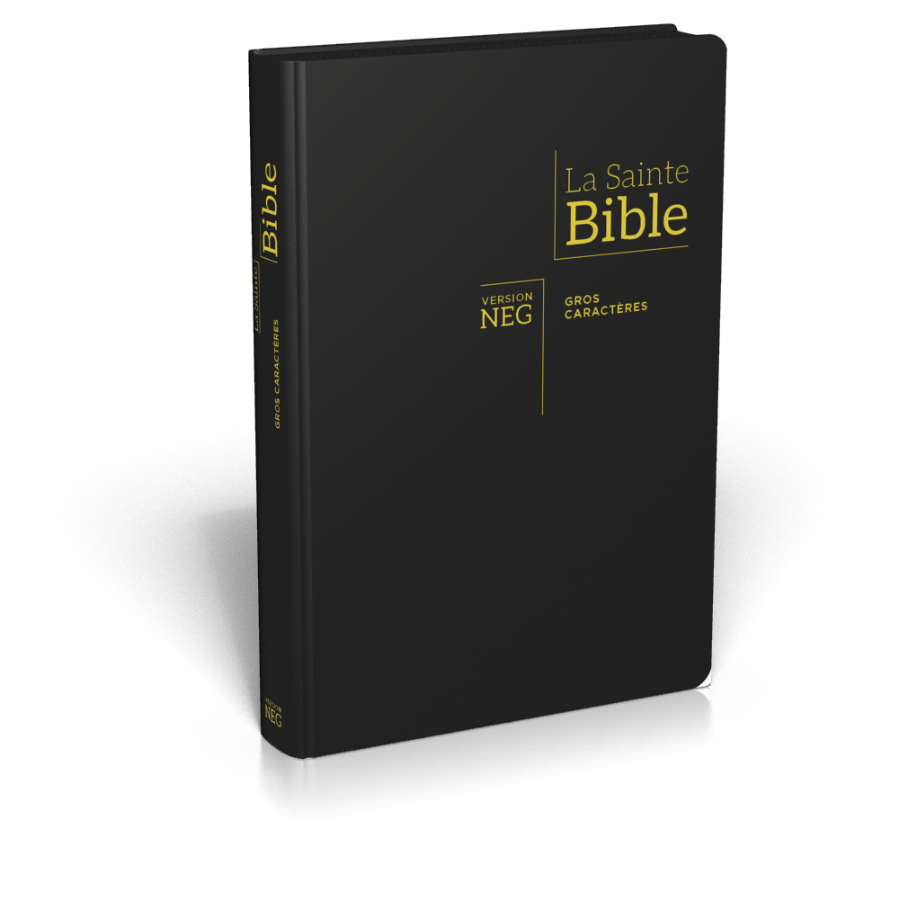 Bible Segond NEG, gros caractères, noire - Couverture souple, fibrocuir, tranche or, avec onglets...