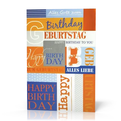 Doppelkarte Birthday orange-blau PG5