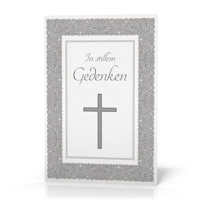 Doppelkarte Trauer Silbernes Kreuz
