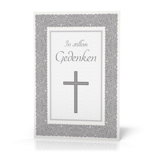 Doppelkarte Trauer Silbernes Kreuz