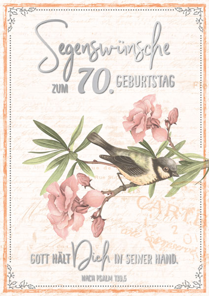 Doppelkarte 70 Vogel auf Zweig SF