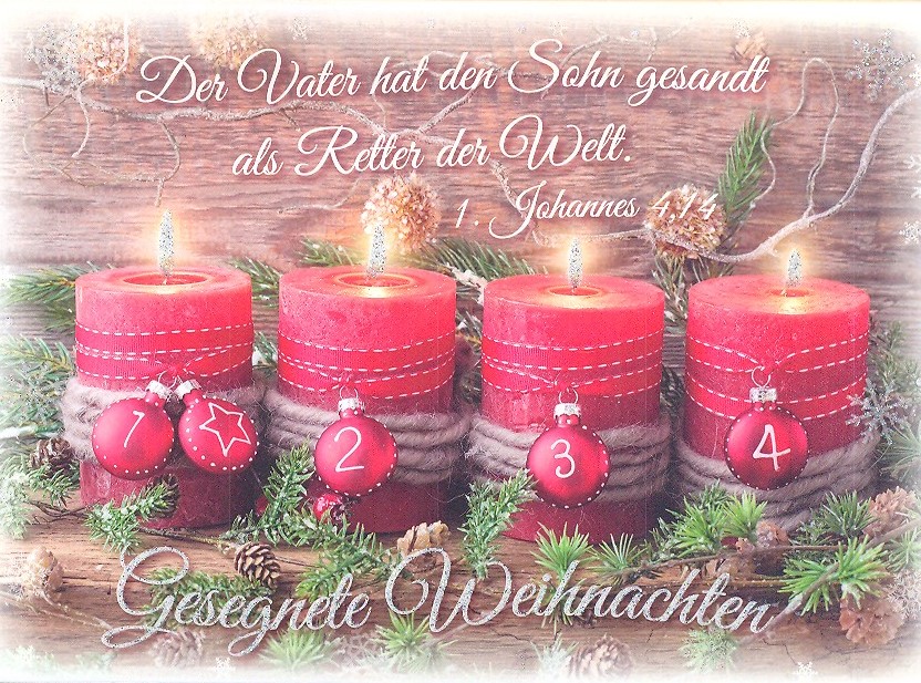 PK GESEGNETE WEIHNACHTEN, VIER ROTE KERZEN, 12 STÜCK - POSTKARTE