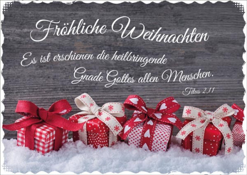 Postkarte Weihnachten, Weihnachtsgeschenke, - 12 Stück im Päckchen