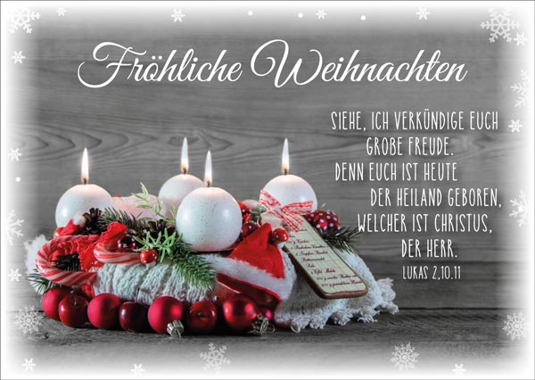 PK FRÖHLICHE WEIHNACHTEN, ADVENTSKRANZ 12 STÜCK - POSTKARTE