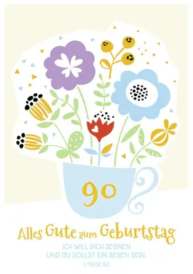 Doppelkarte 90 Blumen in Tasse GF