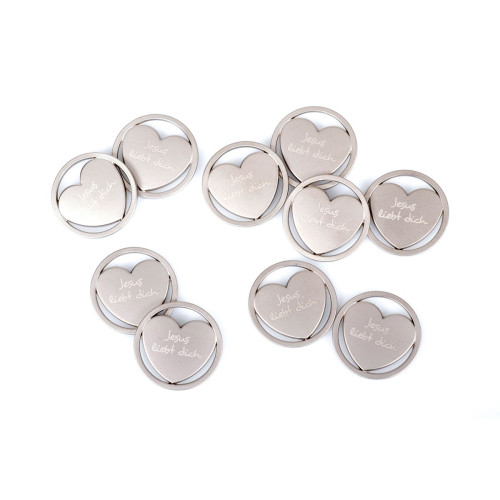 Jesus liebt dich - Einkaufswagenchip Herz (10 Stück)
Metall