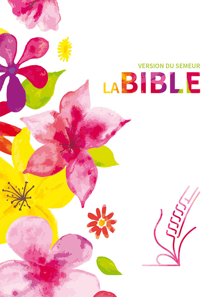 Bible Semeur 2015, compacte, couverture textile rigide, fleurs - tranche blanche