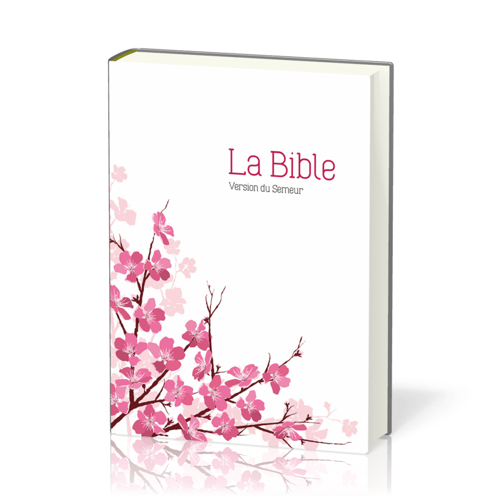 Bible Semeur 2015, compacte, couverture textile semi-souple blanche - fleurs d’amandier, tranche...