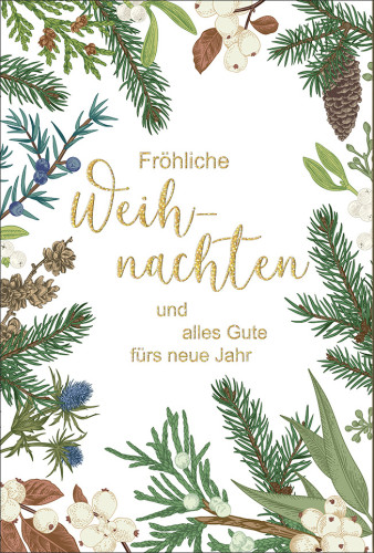 Doppelkarte Weihnachten Weihnachten Reisig und Zapfen