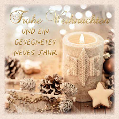 Doppelkarte Weihnachten Kerze dekoriert ENC