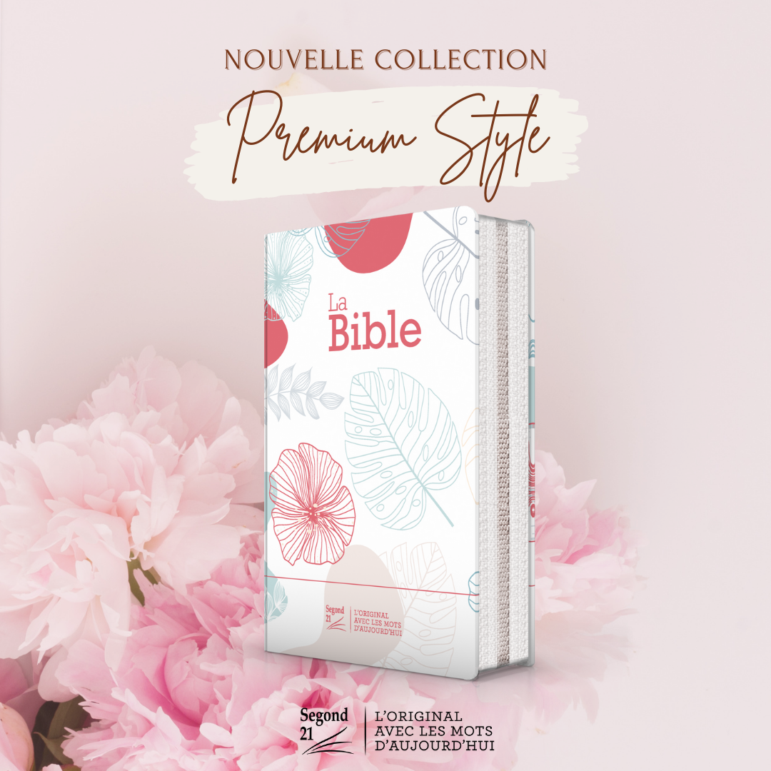 Bibel Segond 21 französischn (premium style) - Softcover aus Leinen mit Blumenmuster, mit Reißverschluss