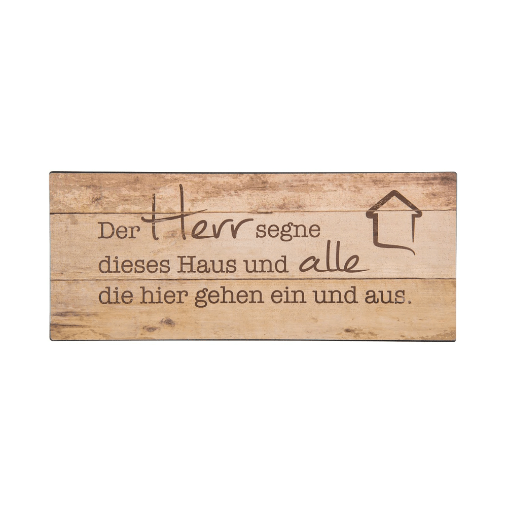 Der Herr segne dieses Haus - Metall-Schild (braun) - 29,8 x 12,5 cm