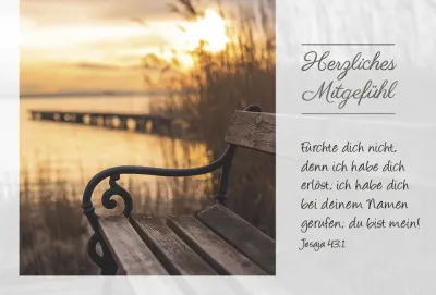 Doppelkarte Trauer Bank am See Fürchte dich nicht