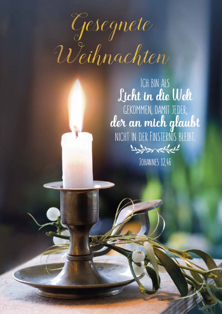 Postkarte Weihnachten Antik Kerzenhalter